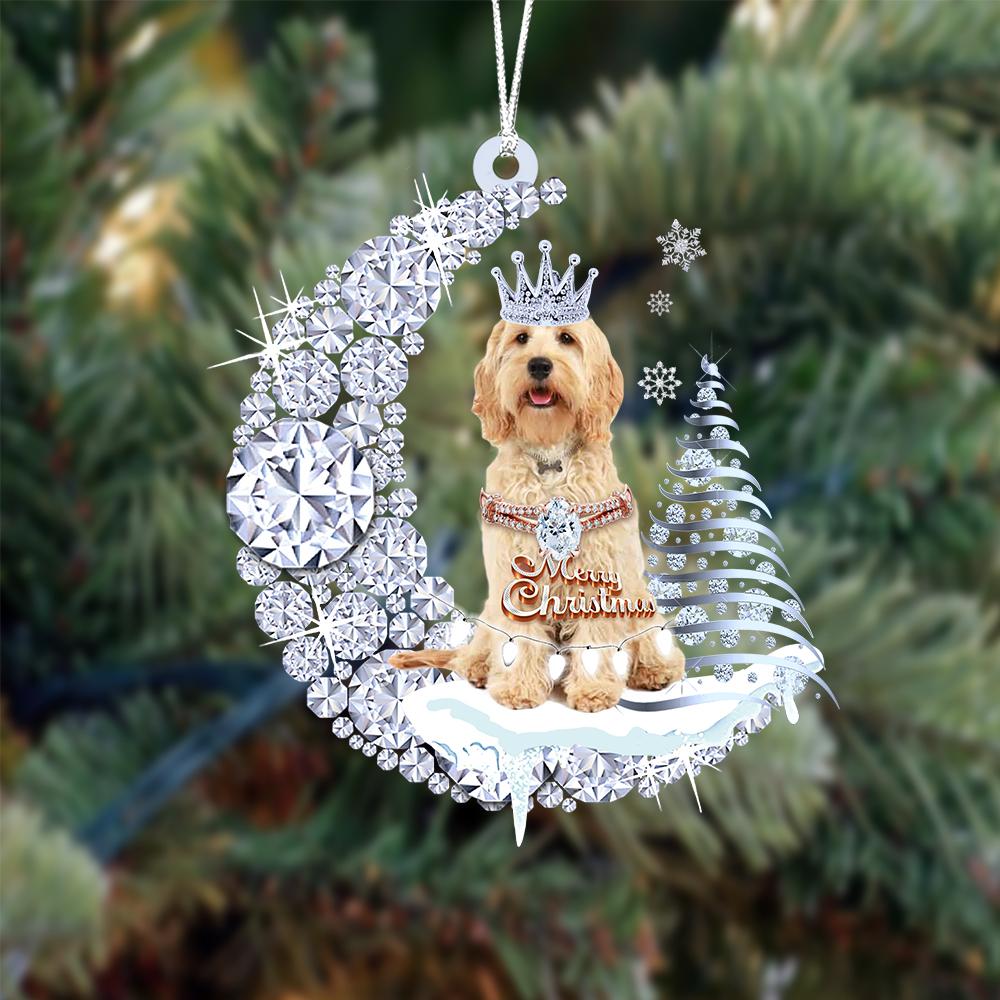 Cockapoo Diamond Moon Merry Christmas Ornament