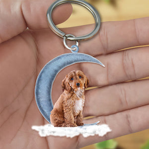 Cockapoo On The Moon Flat Acrylic Keychain