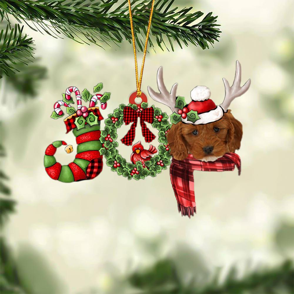 Cockapoo JOY Reindeer Hanging Ornament