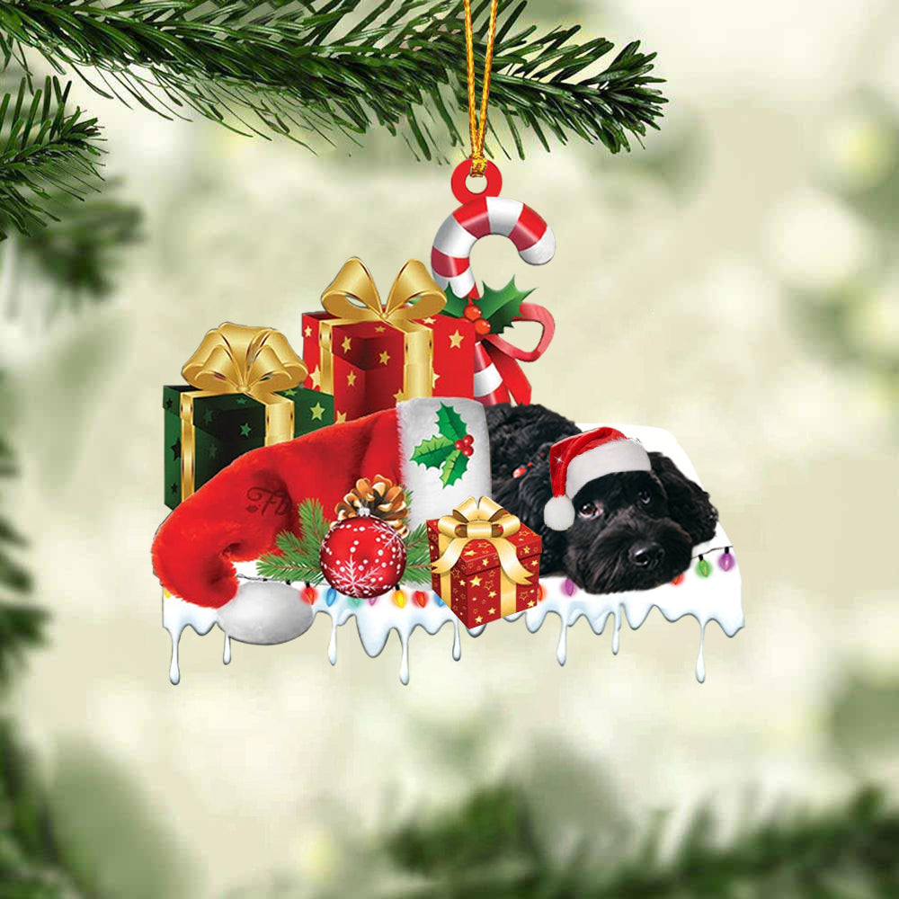 Cockapoo (Black) Merry Christmas Hanging Ornament-0211