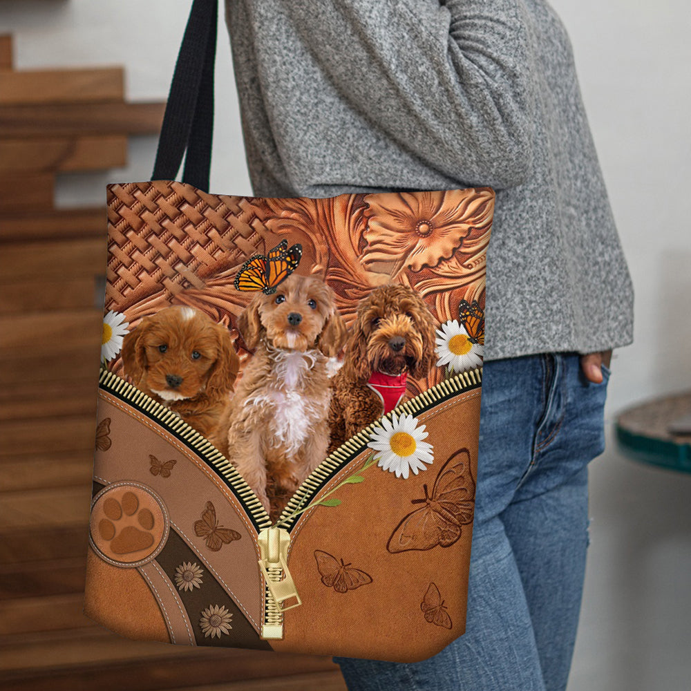 Cockapoo Daisy Flower And Butterfly Tote Bag