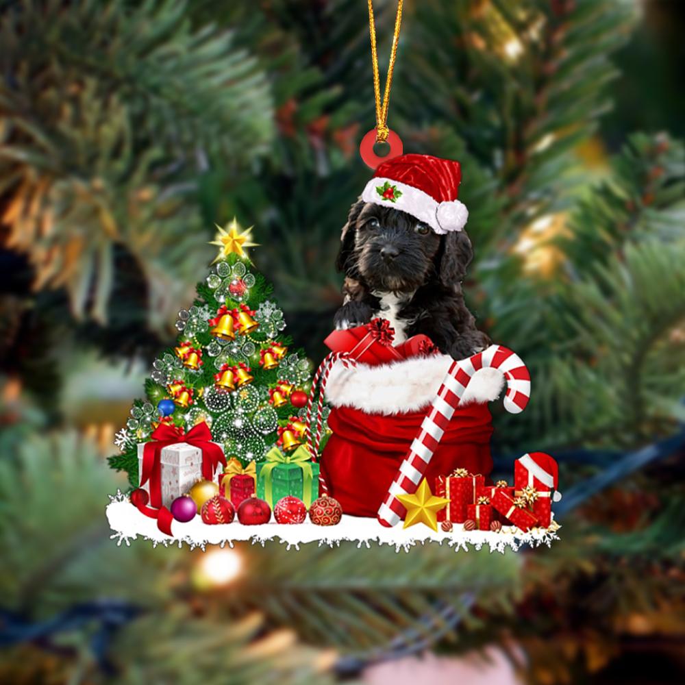 Cockapoo Gift Bag Merry Christmas Ornament
