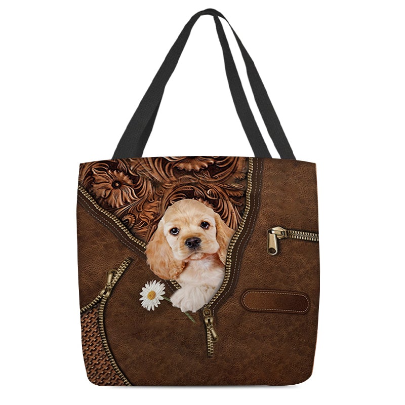 Cocker Spaniel Holding Daisy Tote Bag