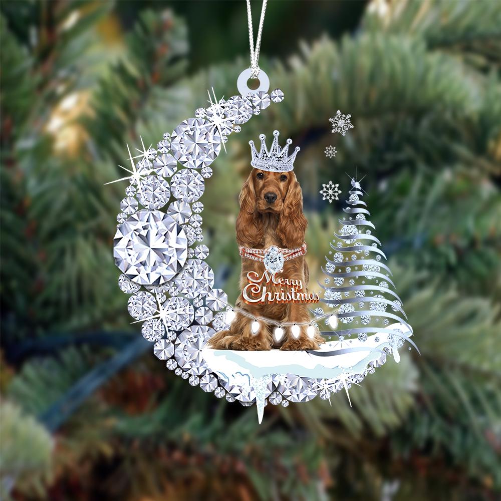 Cocker Spaniel Diamond Moon Merry Christmas Ornament