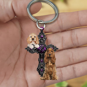 Cocker Spaniel Pray For God Acrylic Keychain