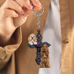 Cocker Spaniel Pray For God Acrylic Keychain