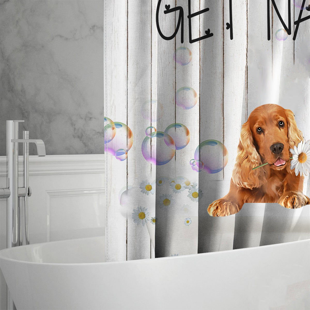 Cocker Spaniel03 Get Naked Daisy Shower Curtain