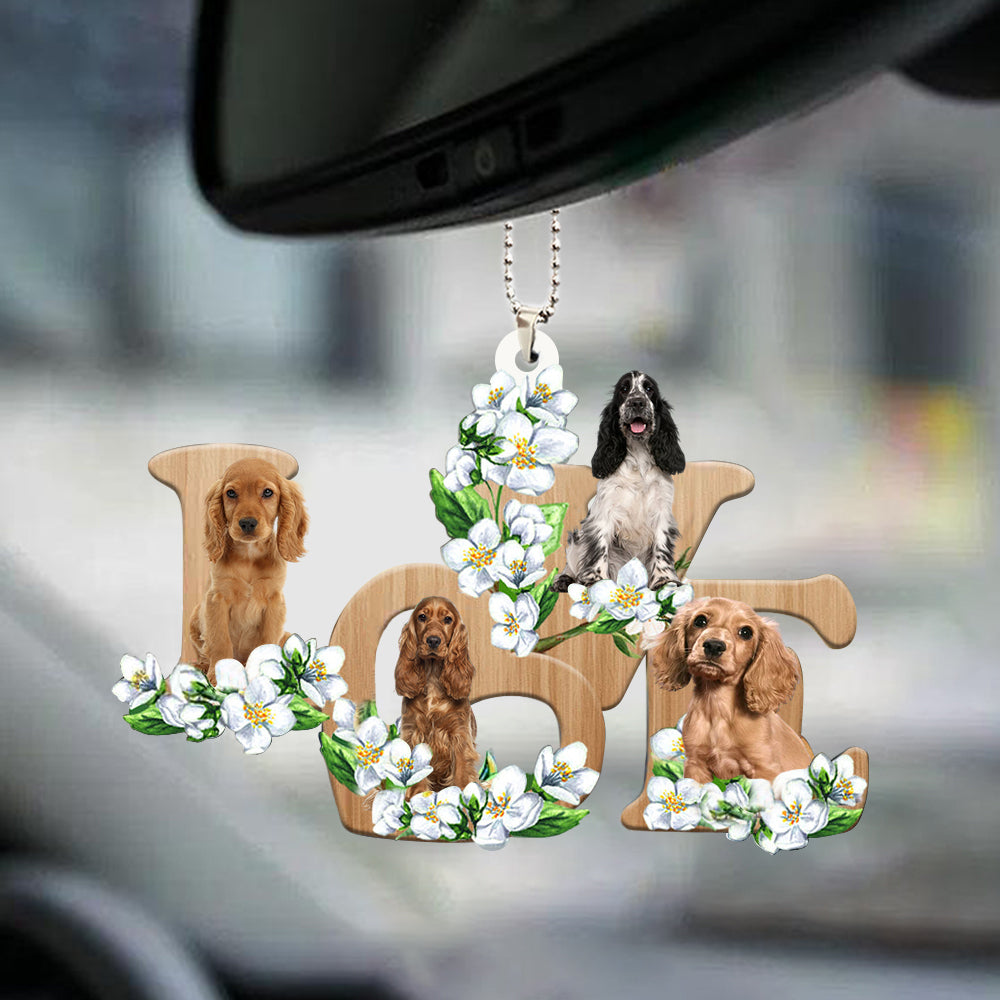 Cocker Spaniel Love Flowers Dog Lover Car Hanging Ornament