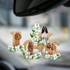 Cocker Spaniel Love Flowers Dog Lover Car Hanging Ornament