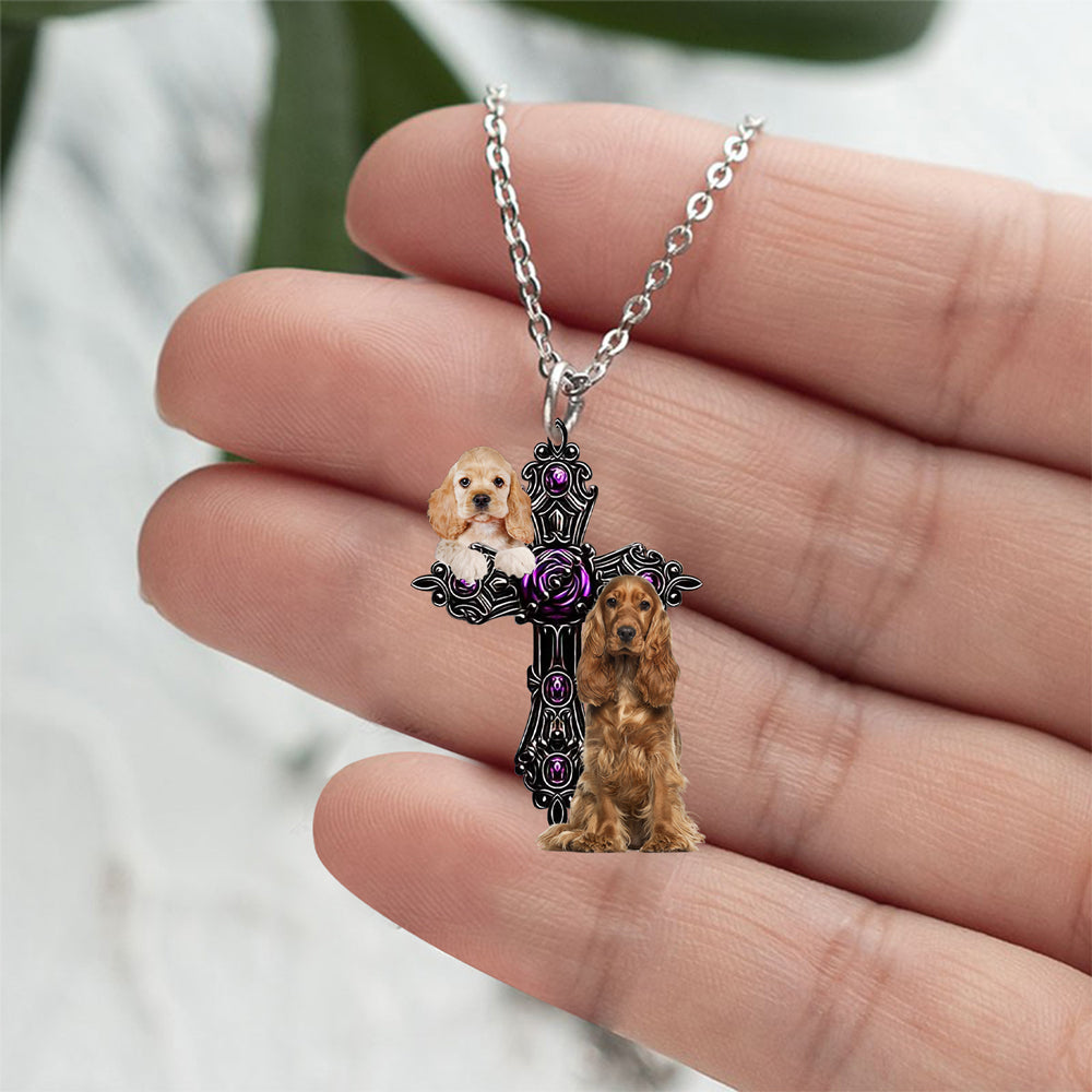 Cocker Spaniel Pray For God Stainless Steel Necklace