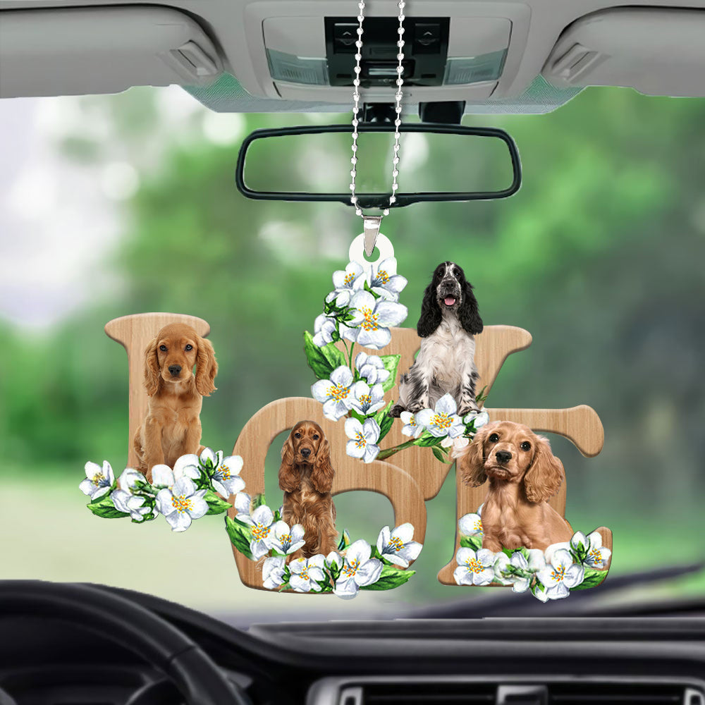 Cocker Spaniel Love Flowers Dog Lover Car Hanging Ornament