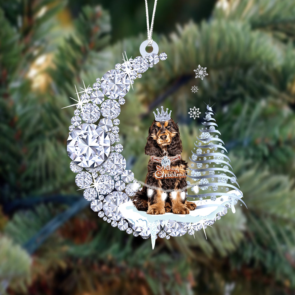 Cocker Spaniel  (7)Diamond Moon Merry Christmas Ornament