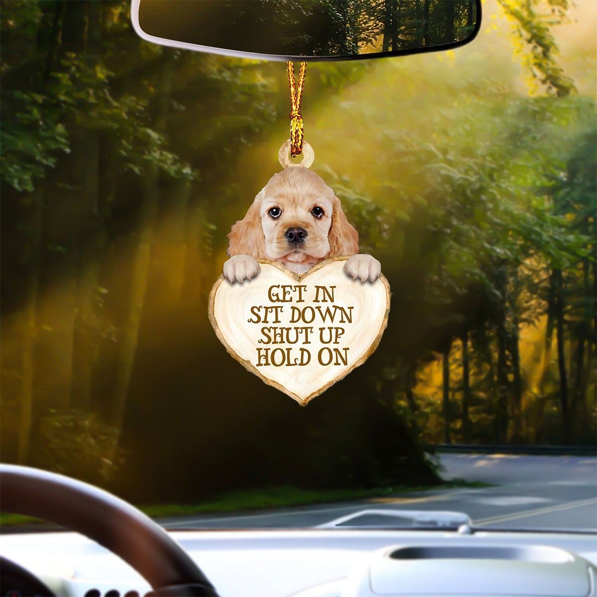 Cocker Spaniel Heart Shape Get In Car Hanging Ornament