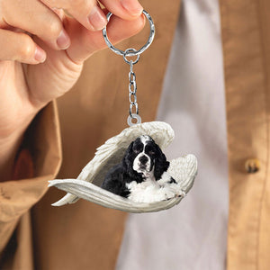 Cocker Spaniel(Black and white)1 Sleeping Angel Acrylic Keychain