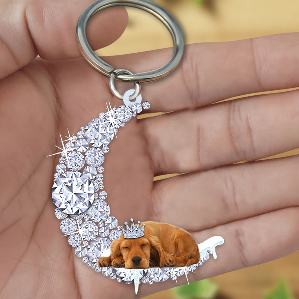 Cocker Spaniels Sleeping On A Diamond Moon Acrylic Keychain