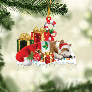 Corgi Merry Christmas Hanging Ornament-0211