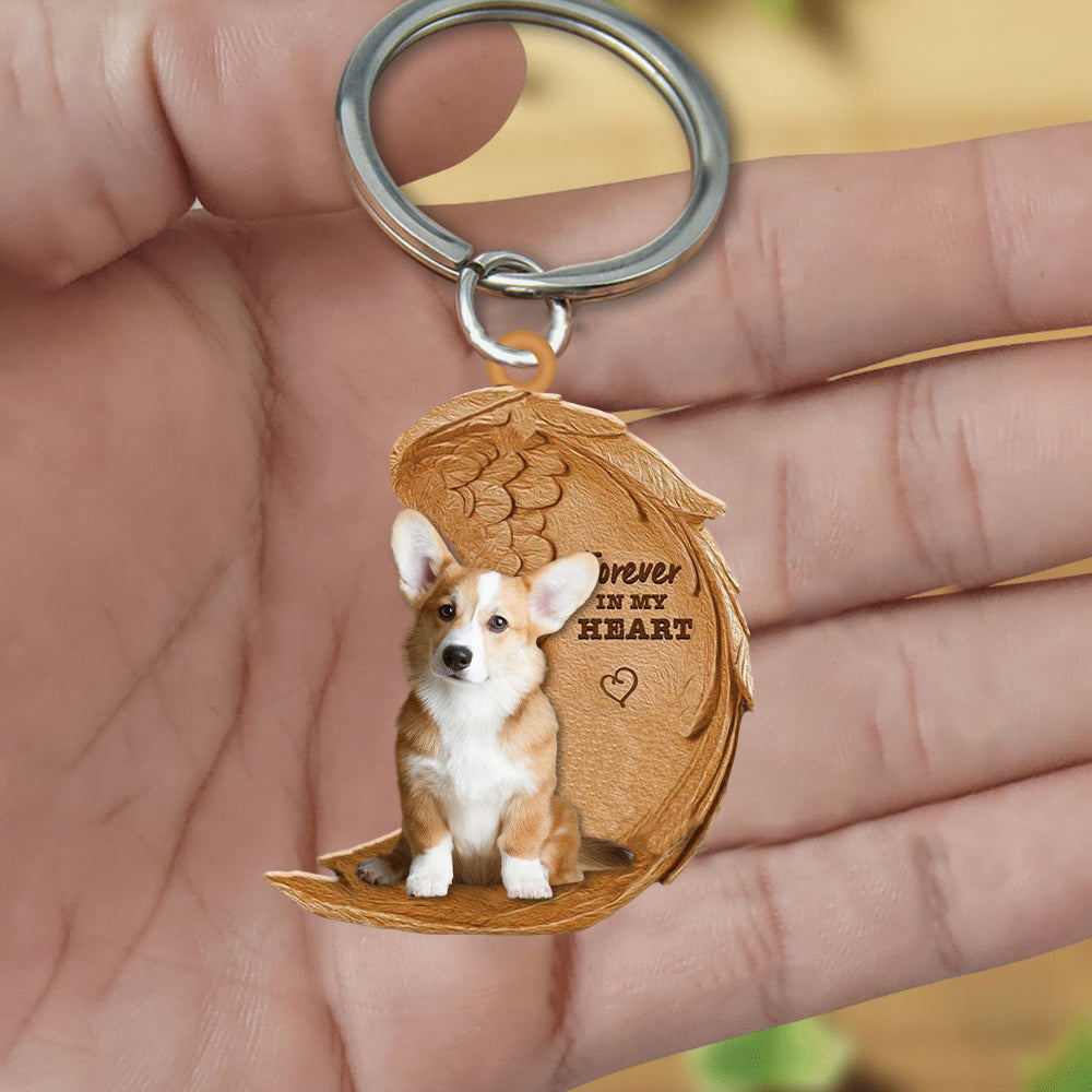 Corgi Forever In My Heart Flat Acrylic Keychain