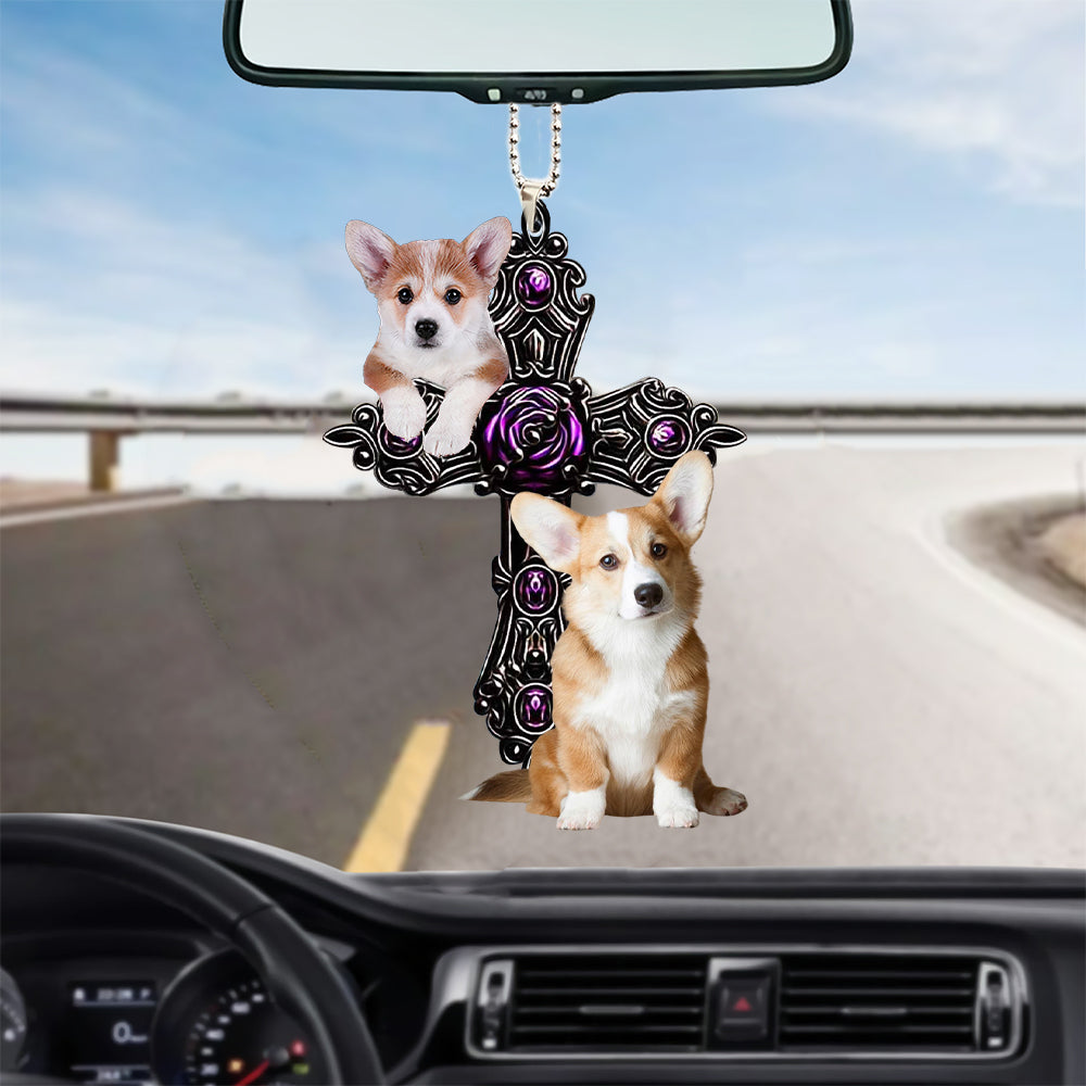 Corgi-Pray For God Car Hanging Ornament