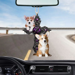 Corgi-Pray For God Car Hanging Ornament