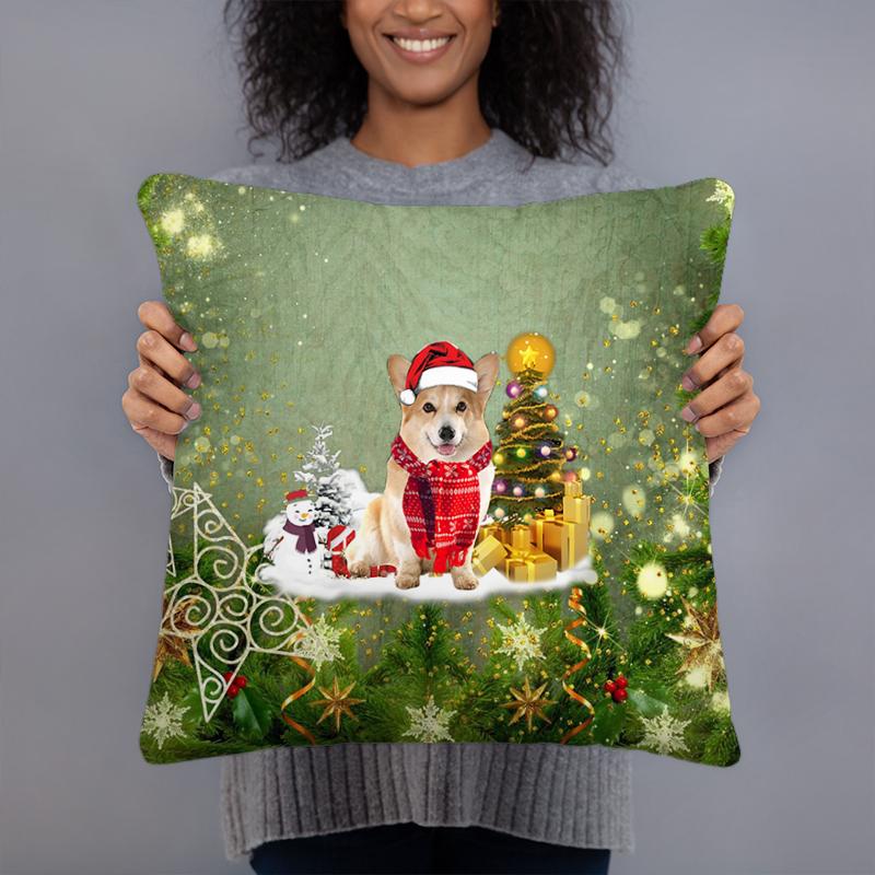 Corgi Merry Christmas Pillow Case