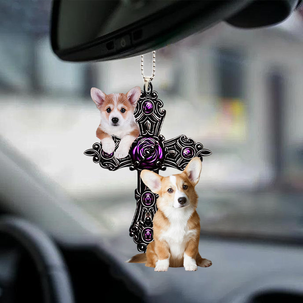 Corgi-Pray For God Car Hanging Ornament