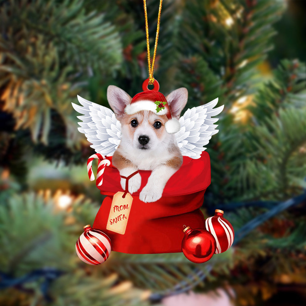 Corgi. Angel Gift From Santa Christmas Ornament