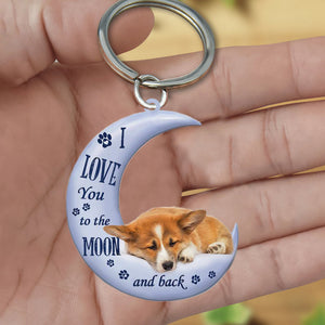 Corgi I Love You To The Moon And Back Flat Acrylic Keychain
