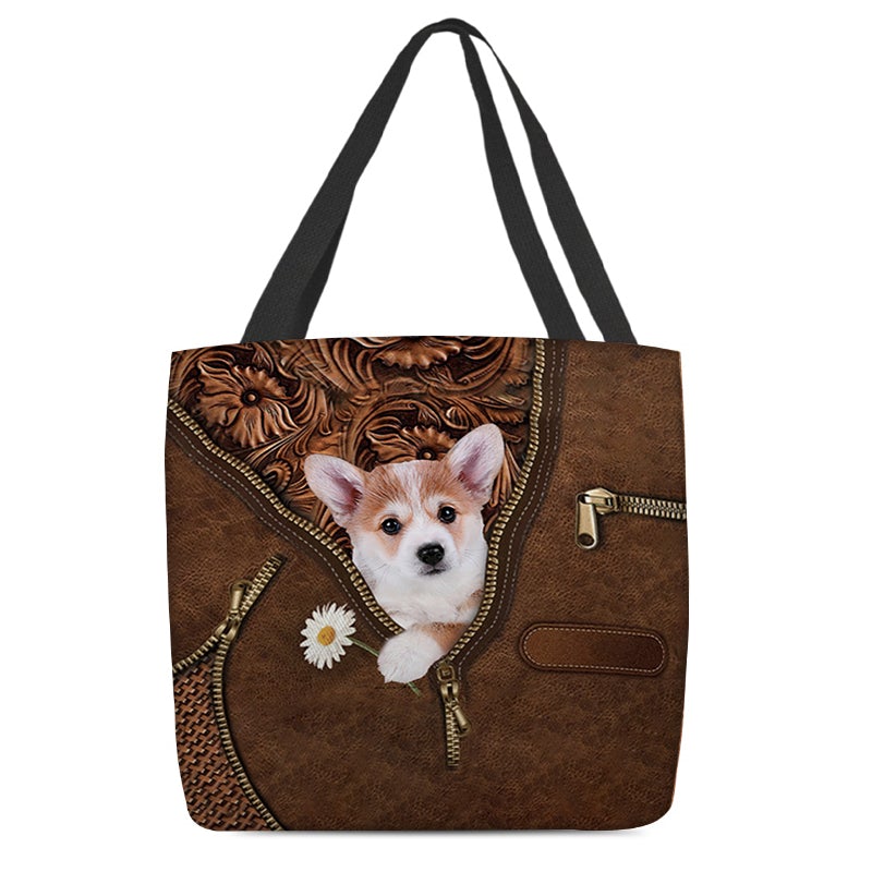 Corgi Holding Daisy Tote Bag