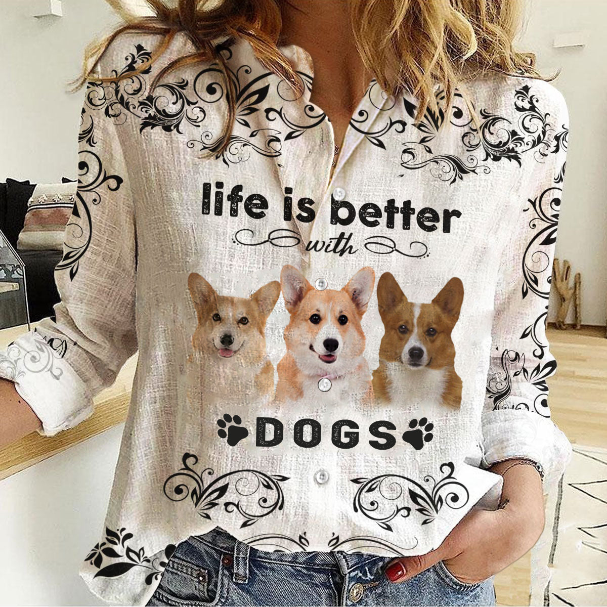 Corgi -Life Is Better With Dogs Women's Long-Sleeve Shirt