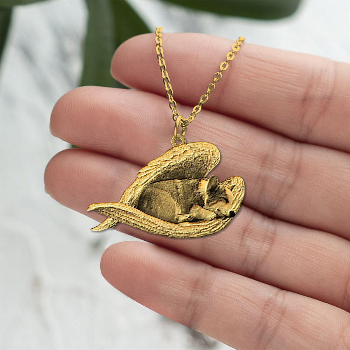 Corgi Sleeping Angel Necklace