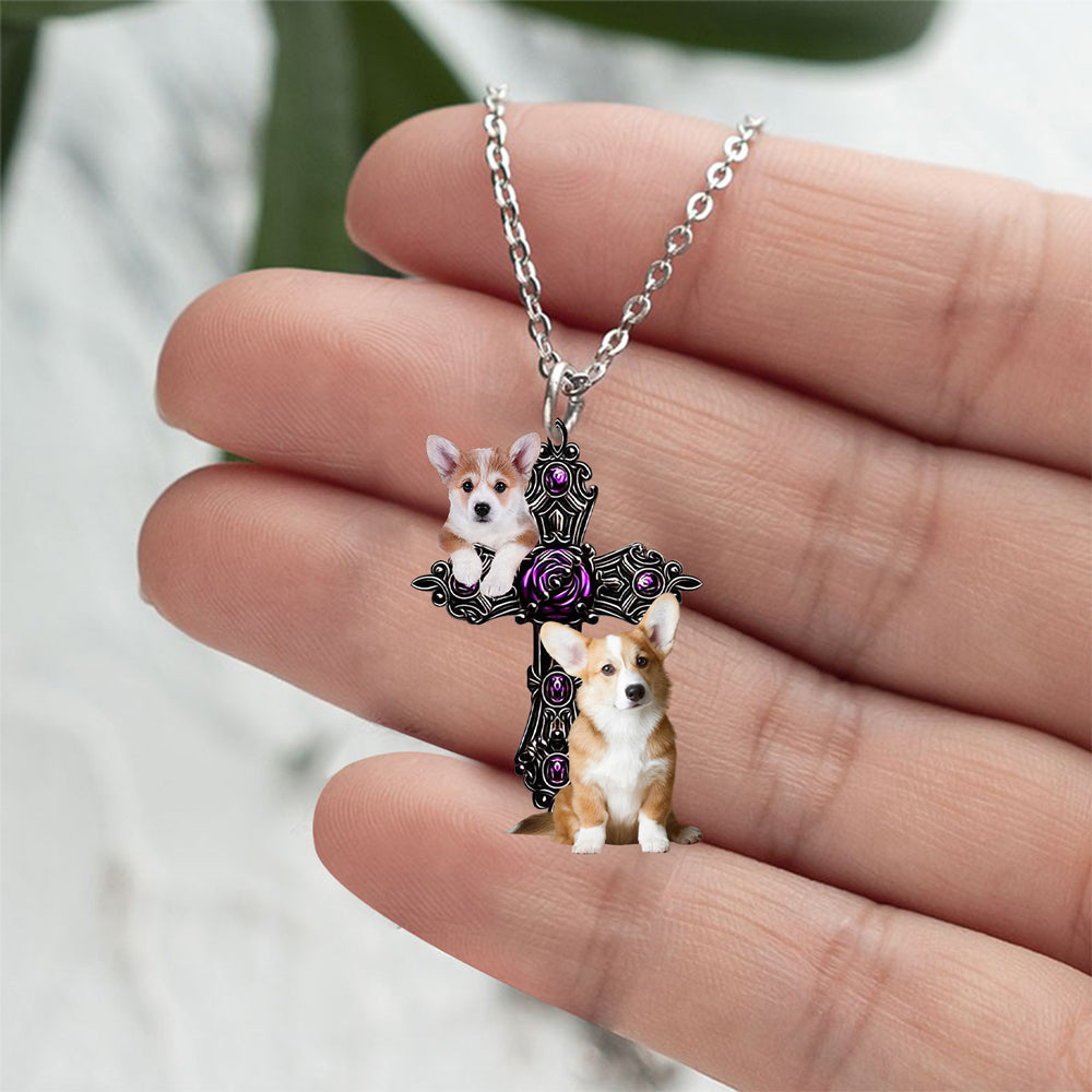 Corgi Pray For God Stainless Steel Necklace