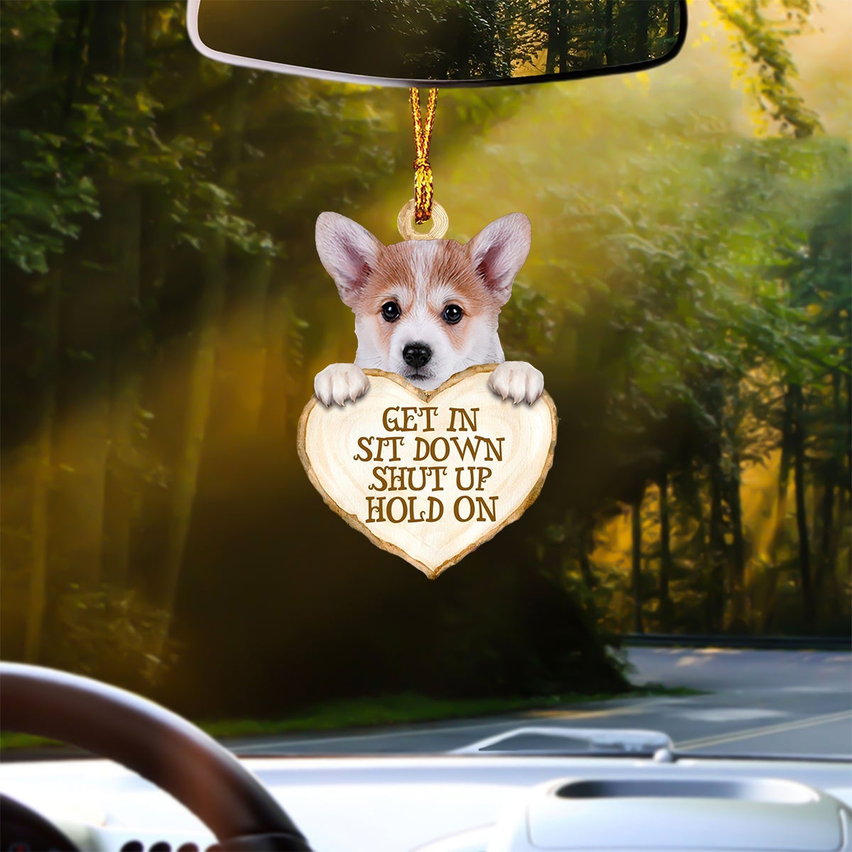 Corgi Heart Shape Get In Car Hanging Ornament