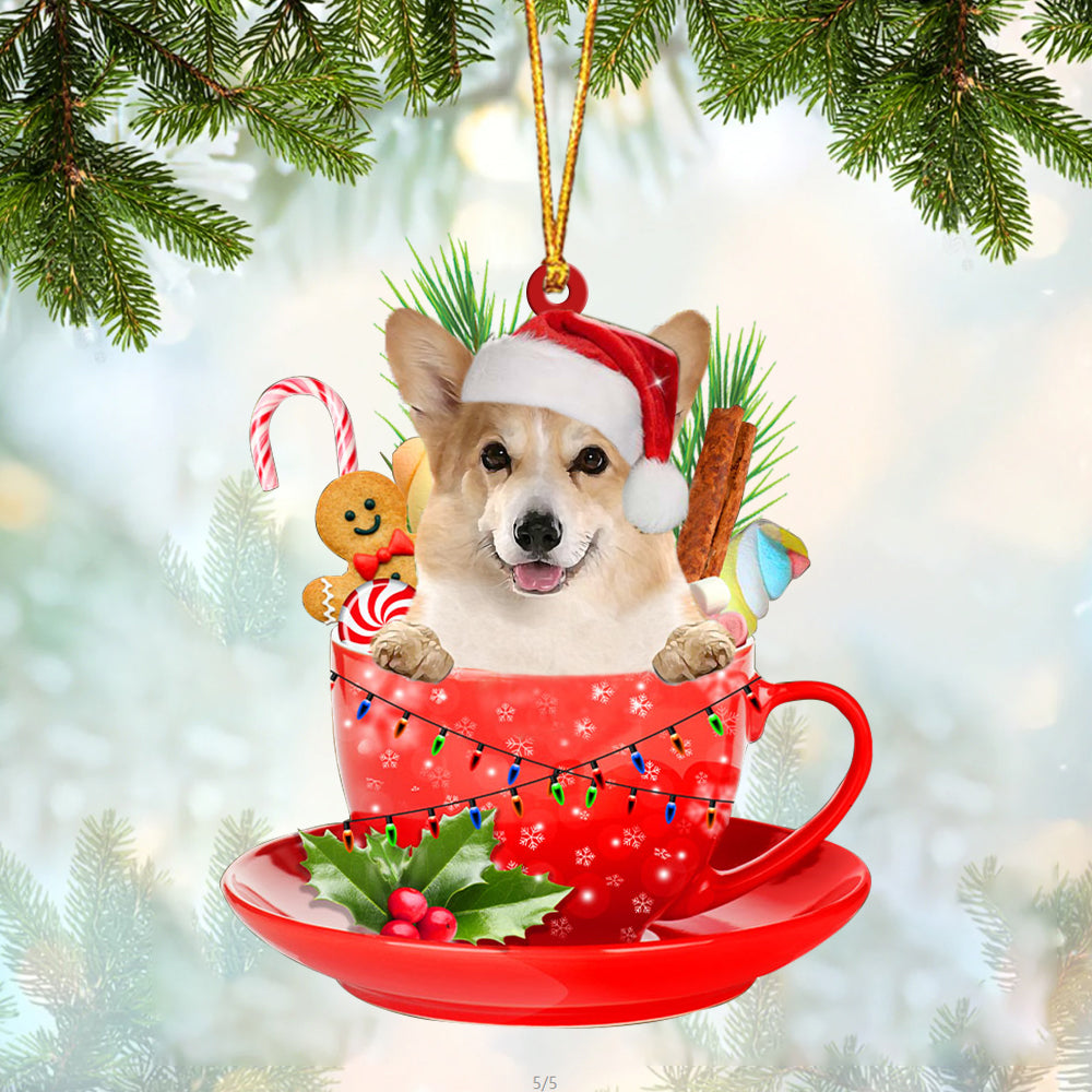 Corgi In Cup Merry Christmas Ornament