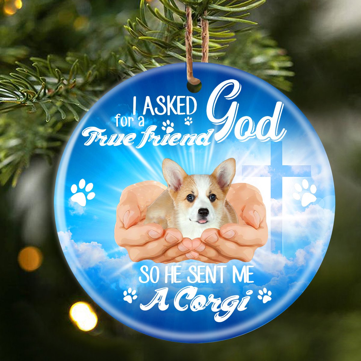 God Send Me A/An Corgi Porcelain/Ceramic Ornament