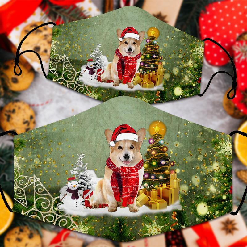 Corgi Merry Christmas Face Mask
