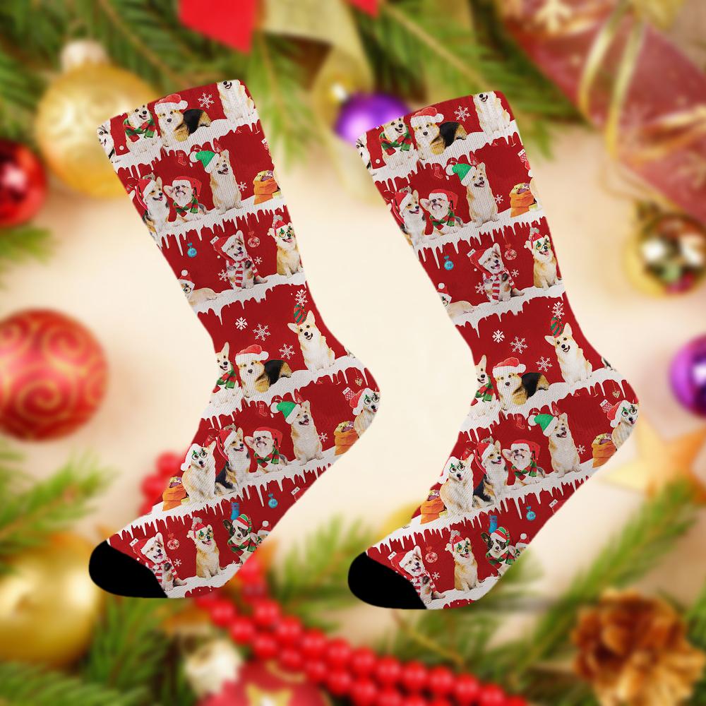 Corgi Merry Christmas Socks