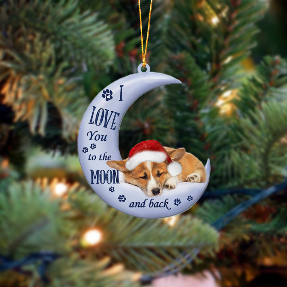 Corgi I Love You To The Moon And Back Christmas Ornament