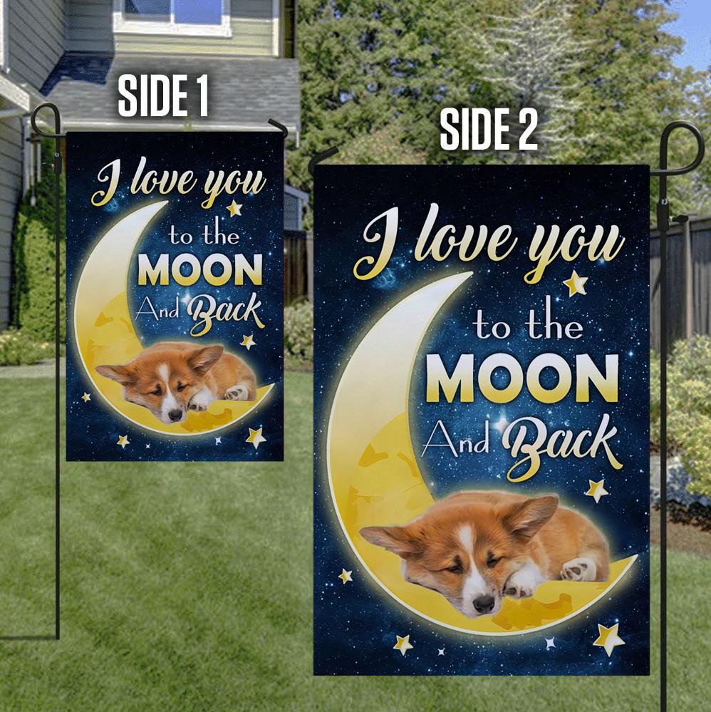 Corgi I Love You To The Moon And Back Garden Flag