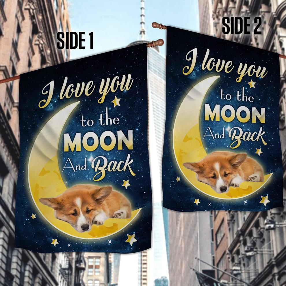 Corgi I Love You To The Moon And Back Garden Flag