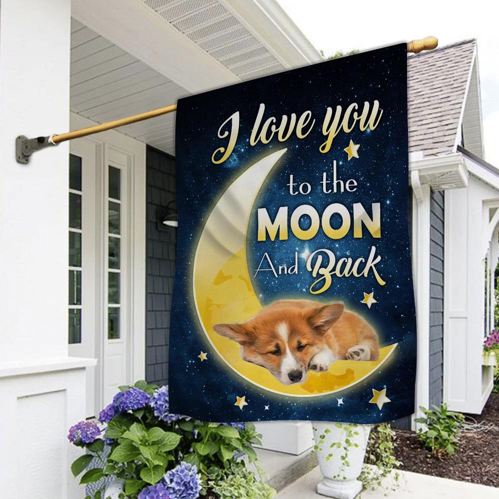 Corgi I Love You To The Moon And Back Garden Flag