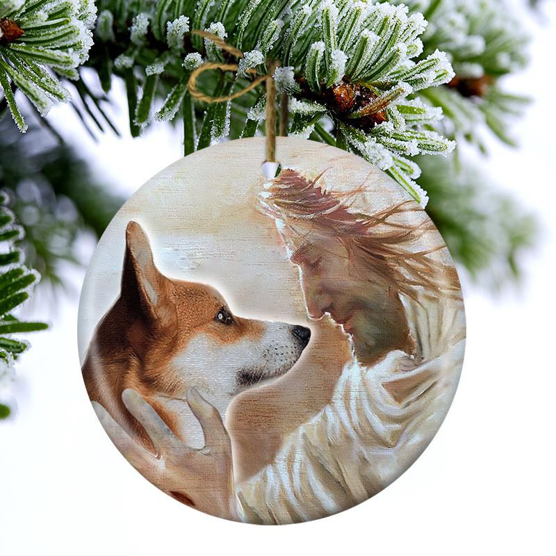 New Release - Corgi pembroke With God Porcelain/Ceramic Ornament