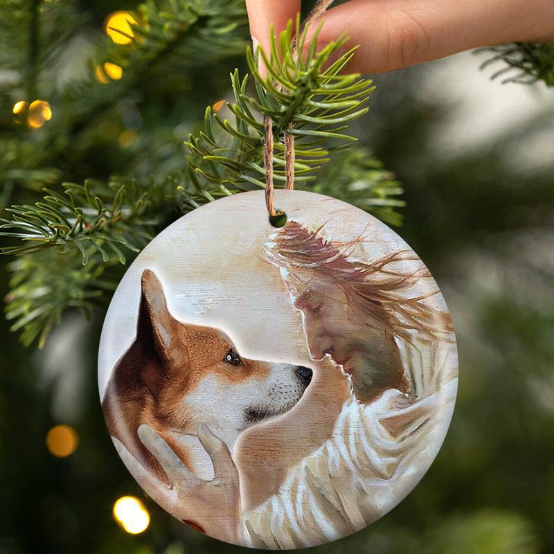 New Release - Corgi pembroke With God Porcelain/Ceramic Ornament