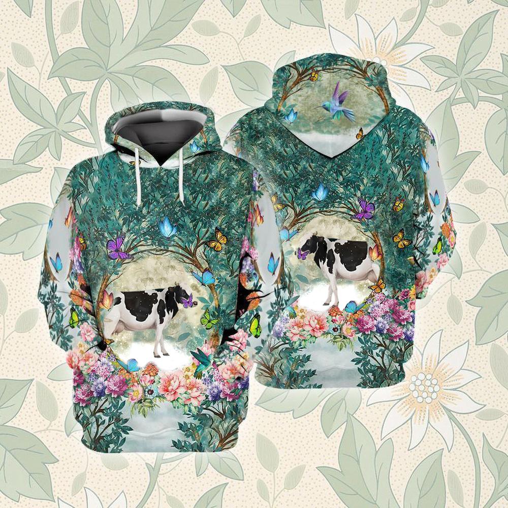 Cow Among Forest Unisex Hoodie