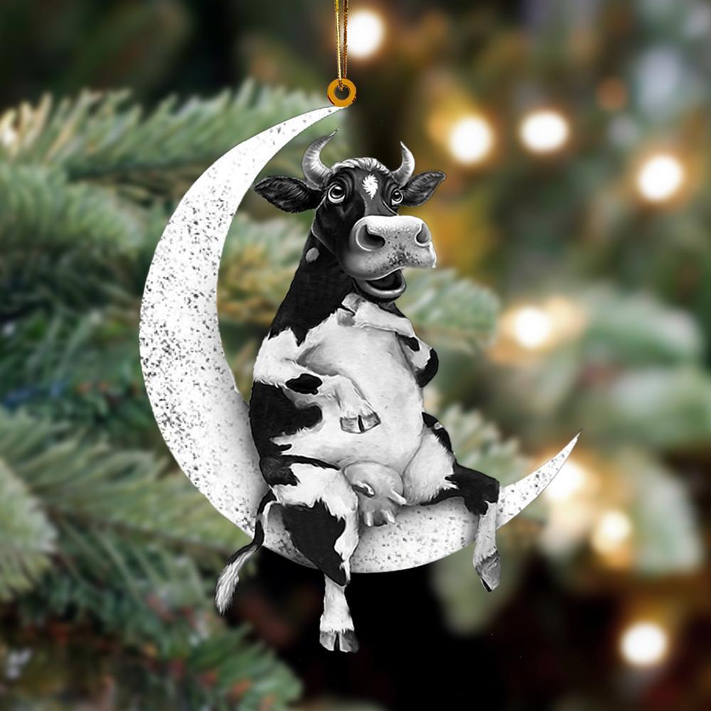 Cow Sits On The Moon Hanging Ornament
