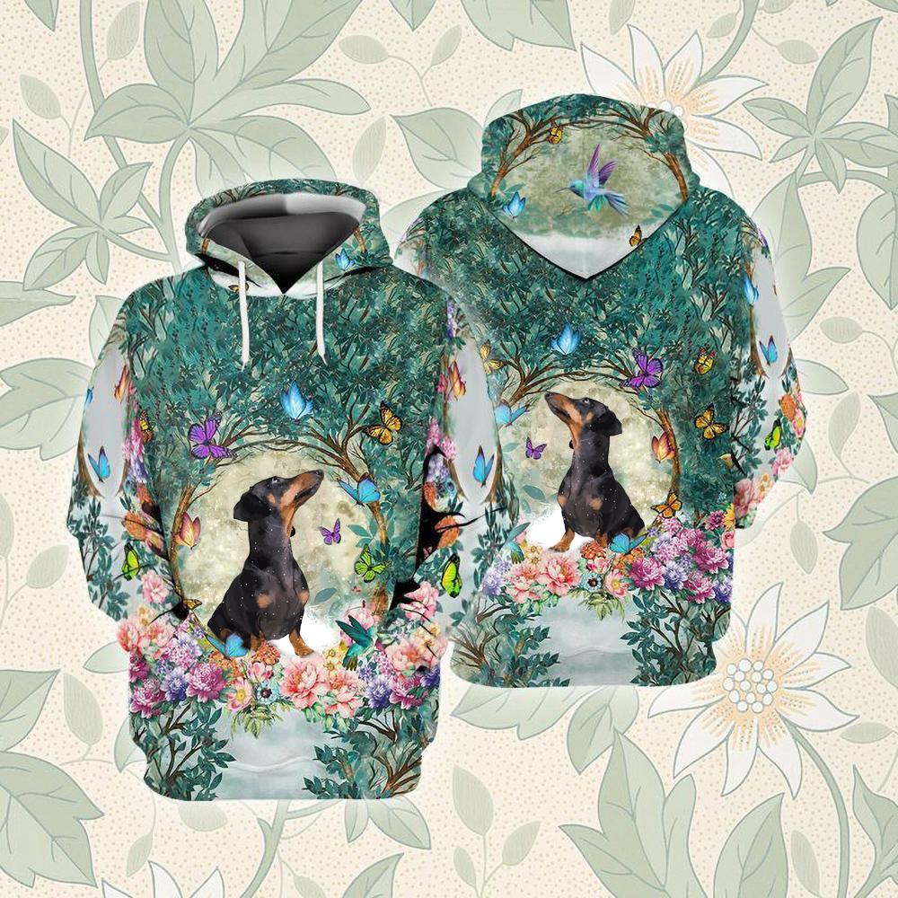 Dachshund Among Forest Unisex Hoodie