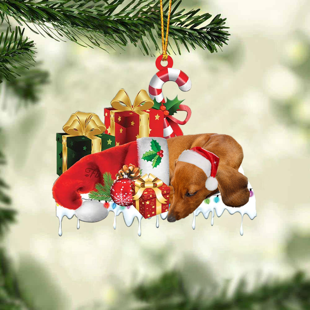 Dachshund Merry Christmas Hanging Ornament-0211