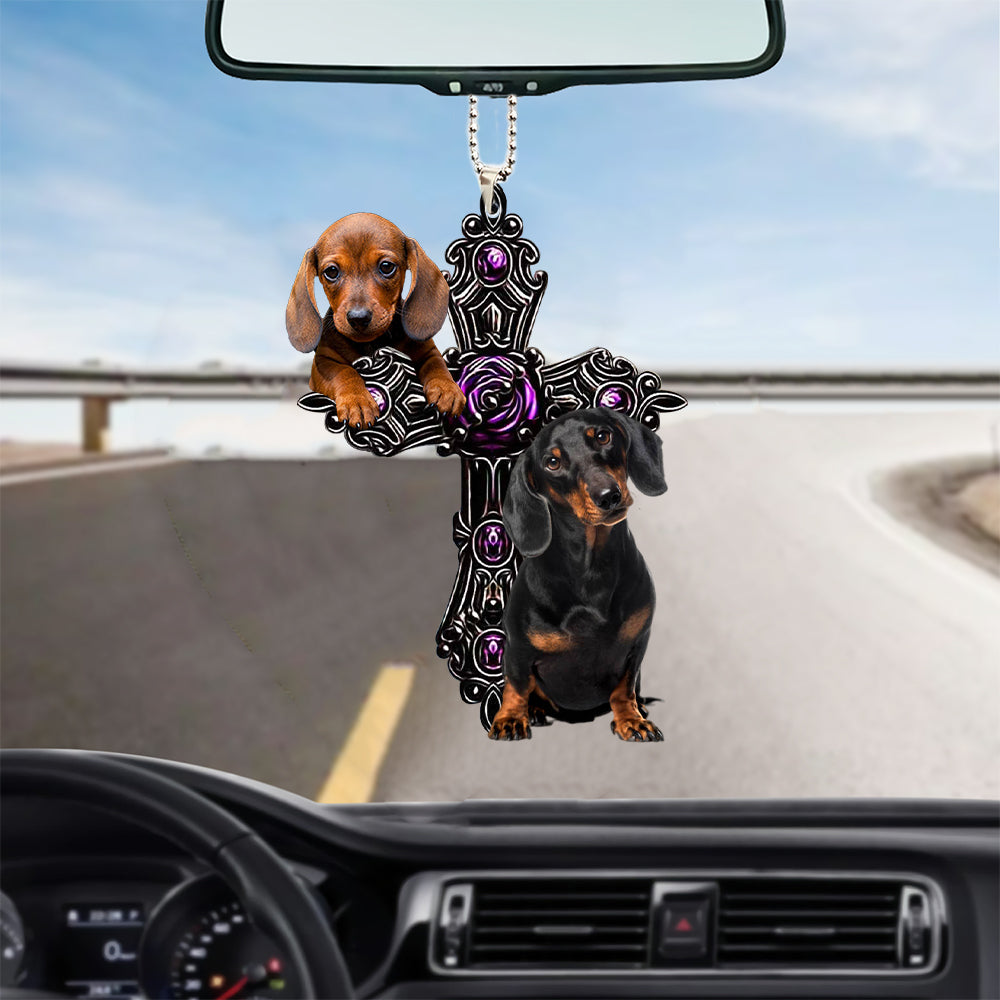 Dachshund Pray For God Car Hanging Ornament