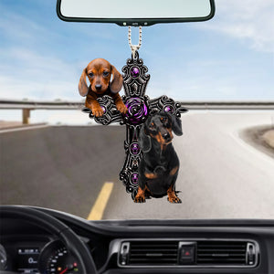 Dachshund Pray For God Car Hanging Ornament