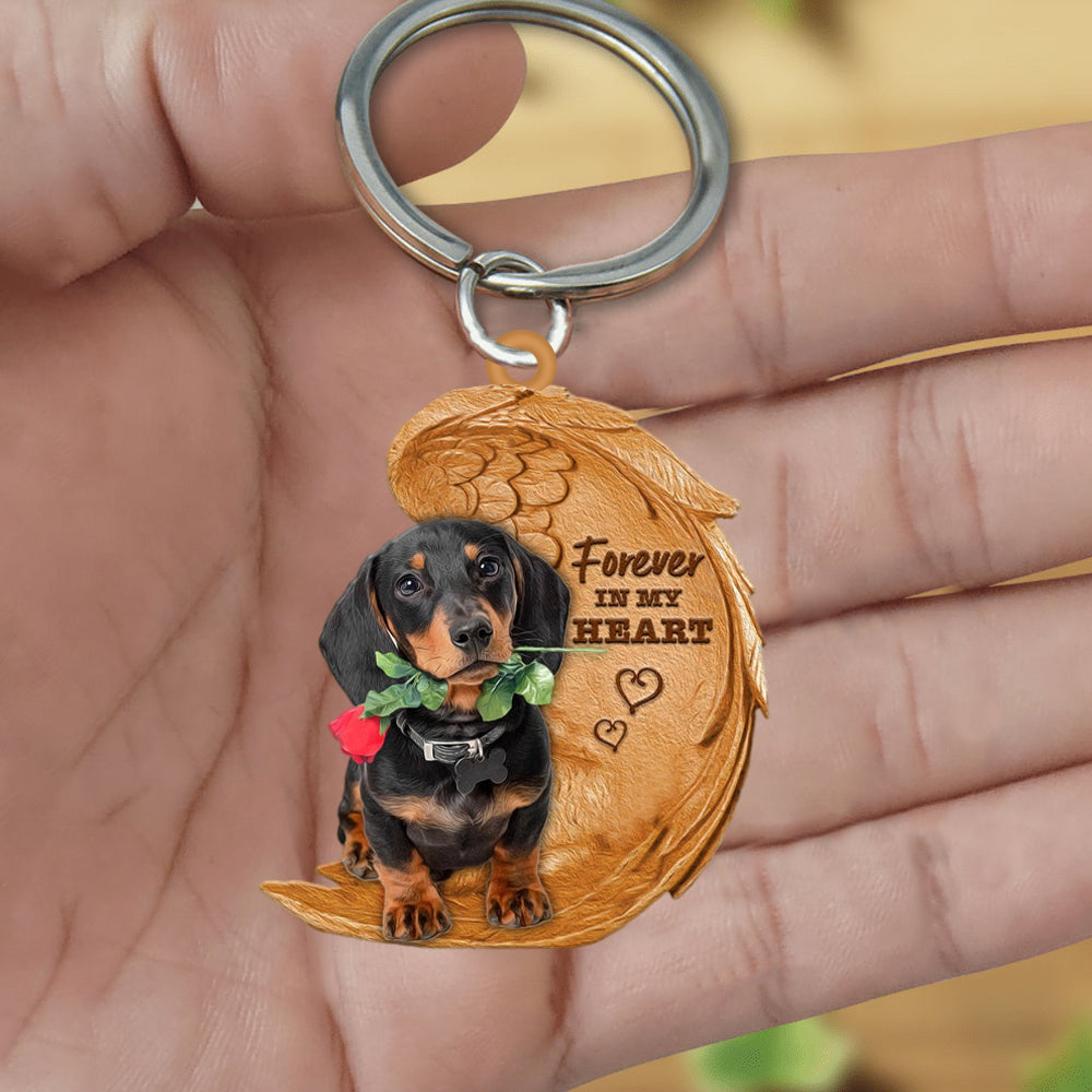 Dachshund Forever In My Heart Flat Acrylic Keychain