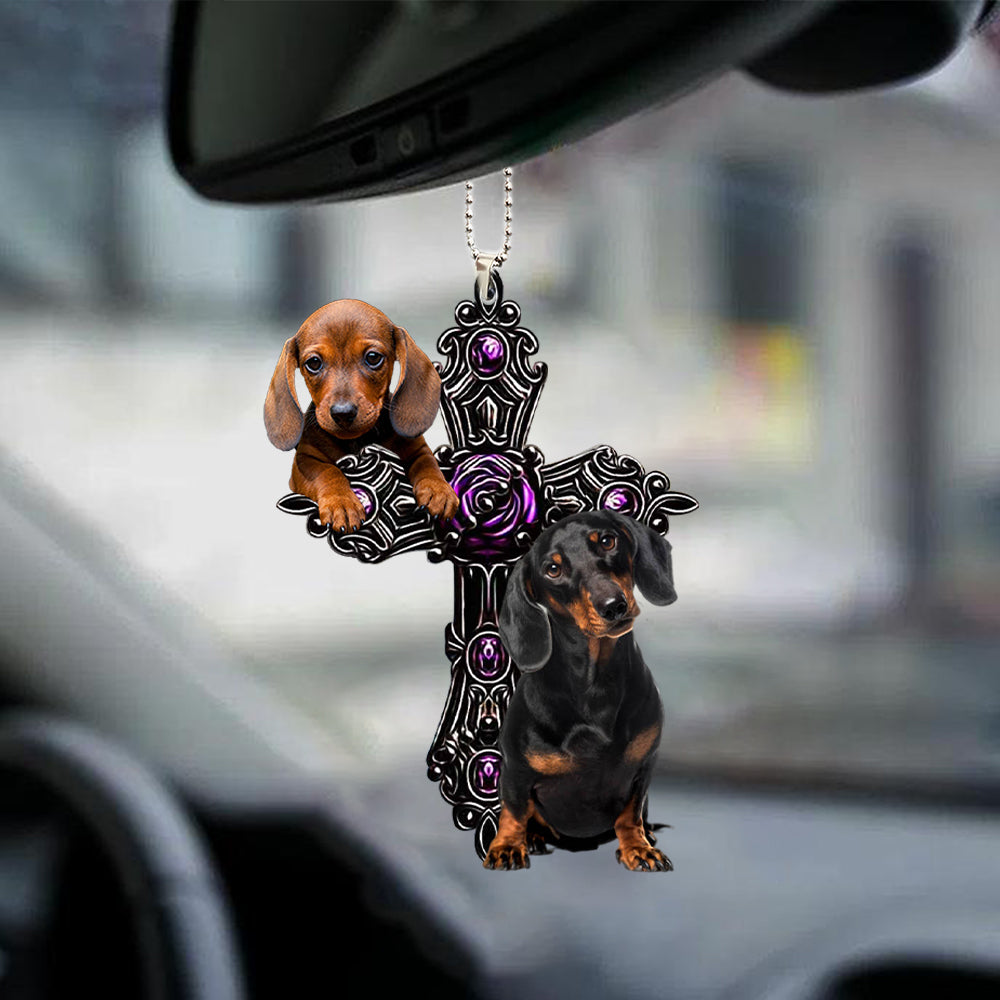 Dachshund Pray For God Car Hanging Ornament